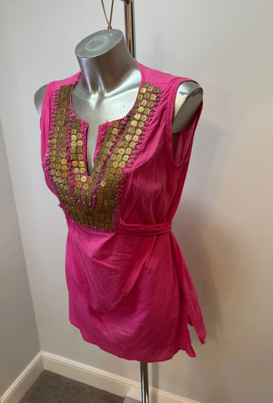 Zara pink and gold sequin summer top size L