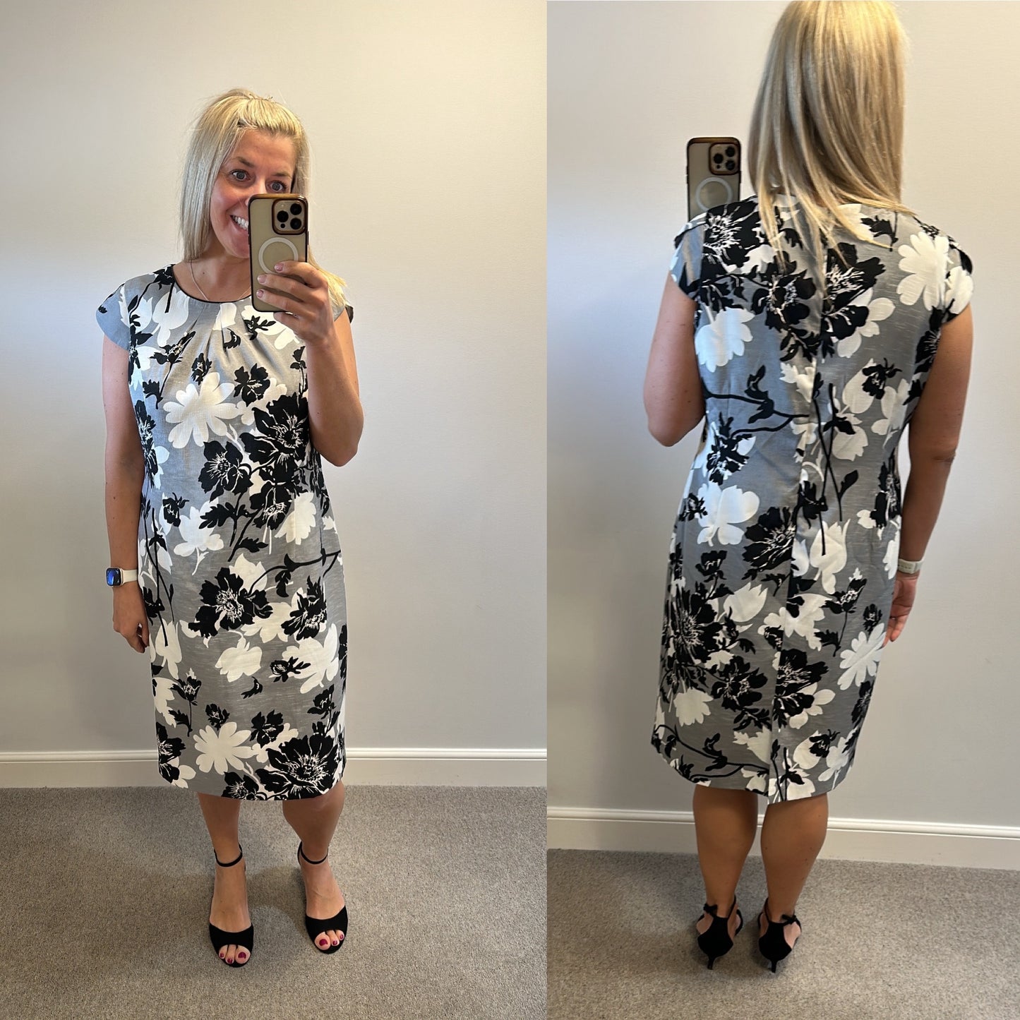 Anna Rose grey floral dress size 18