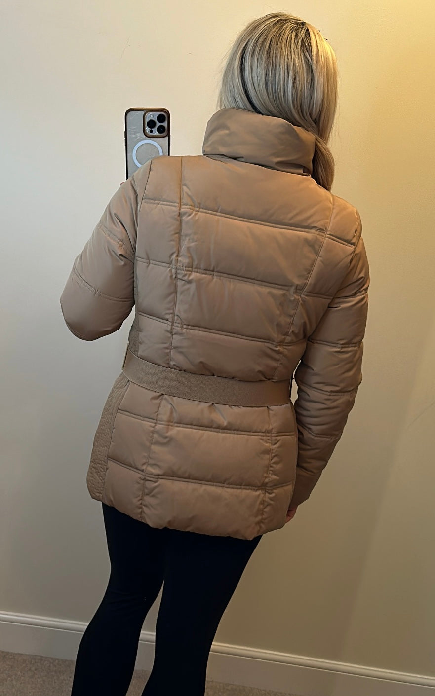 Dunnes camel colour quilted jacket size small 14