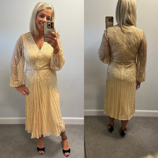 Amelia Rose cream sequin dress size 14