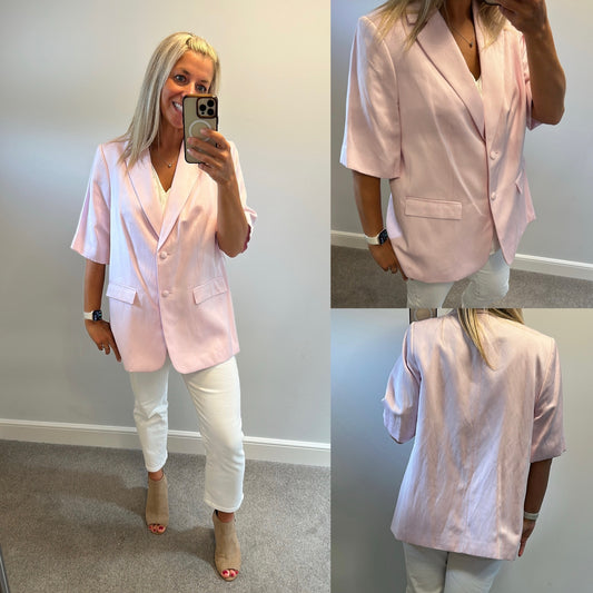 Marks and Spencer’s baby pink linen blazer jacket size 16 brand new with tags RRP £65