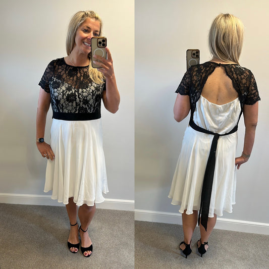White and black lace dress size 18