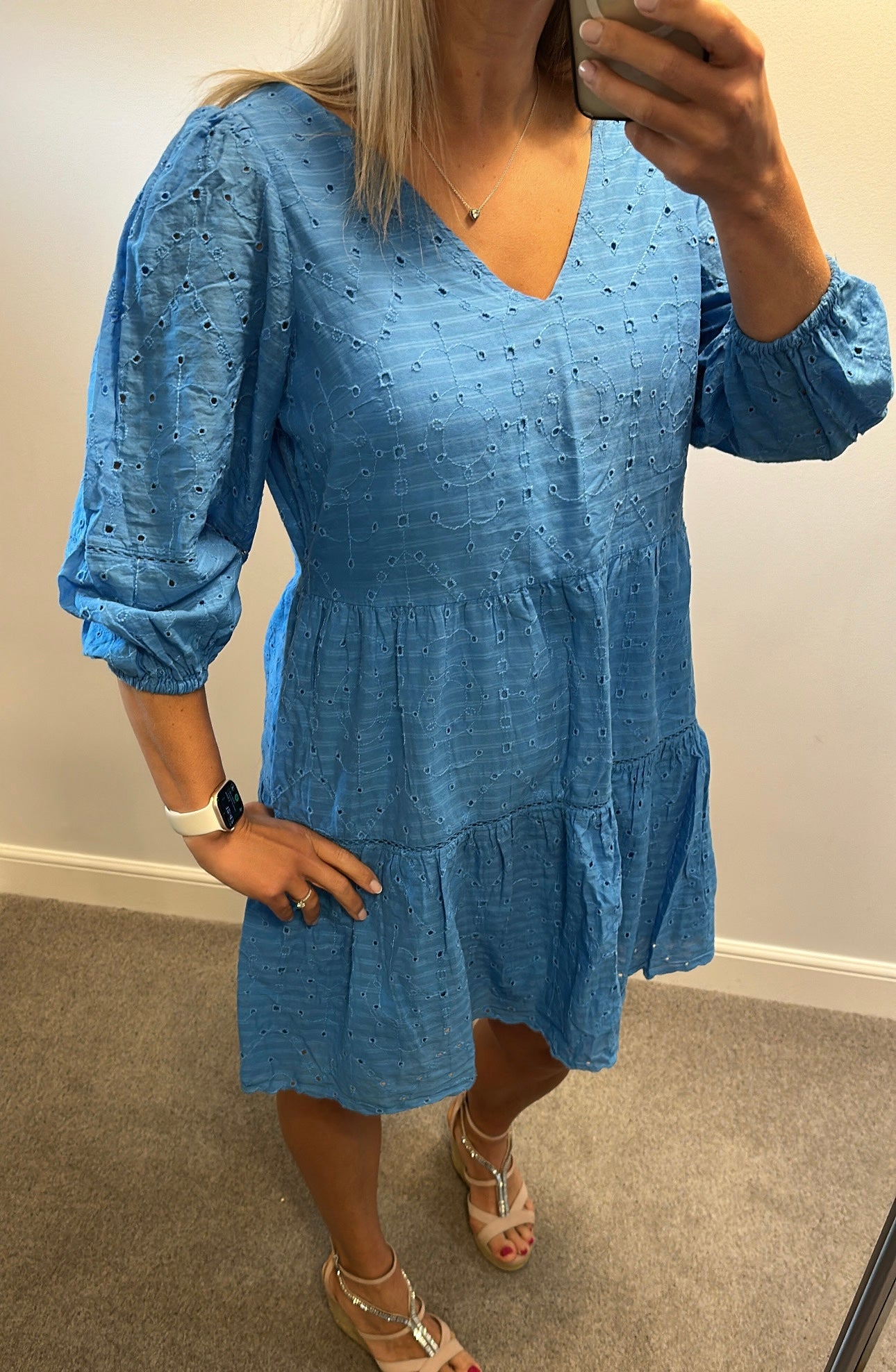 F&F blue embroidered dress size 16