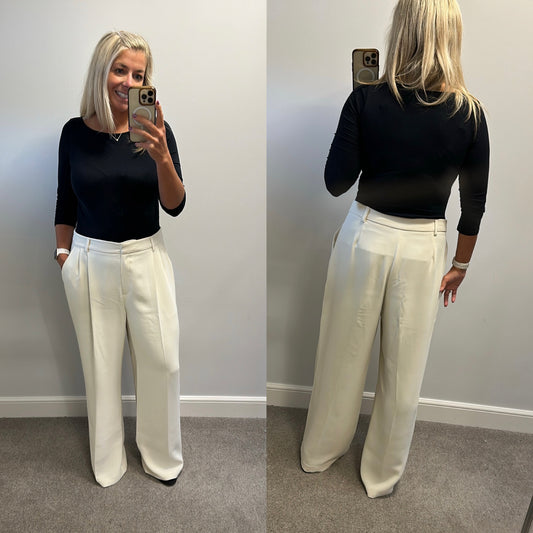 F&F cream wide leg trousers brand new without tags size 16