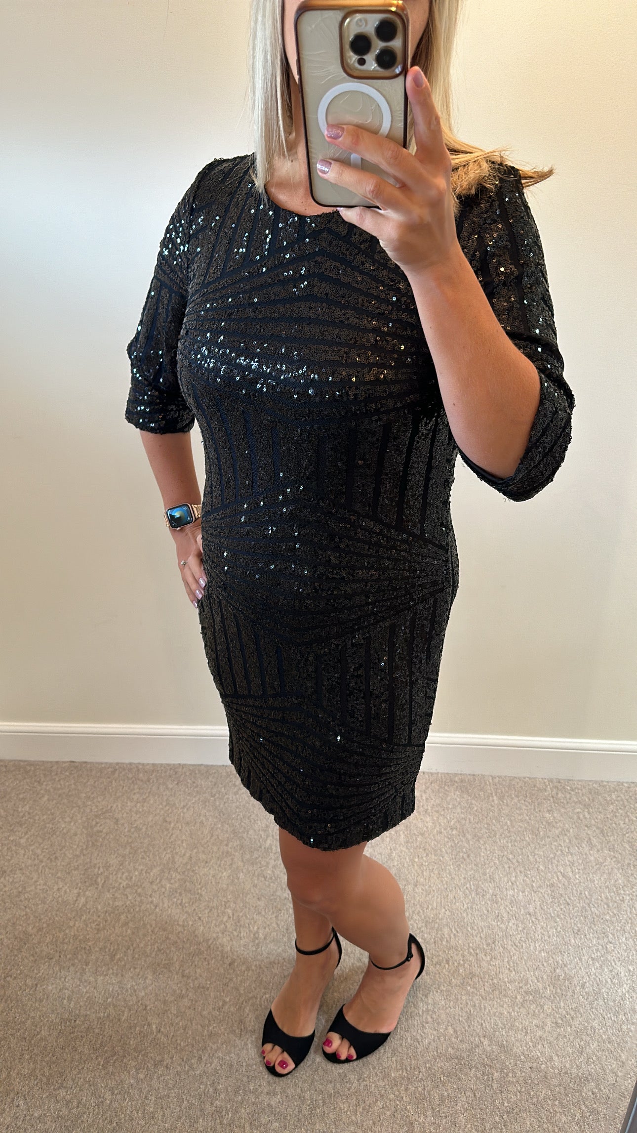 Boohoo black sequin dress size 16