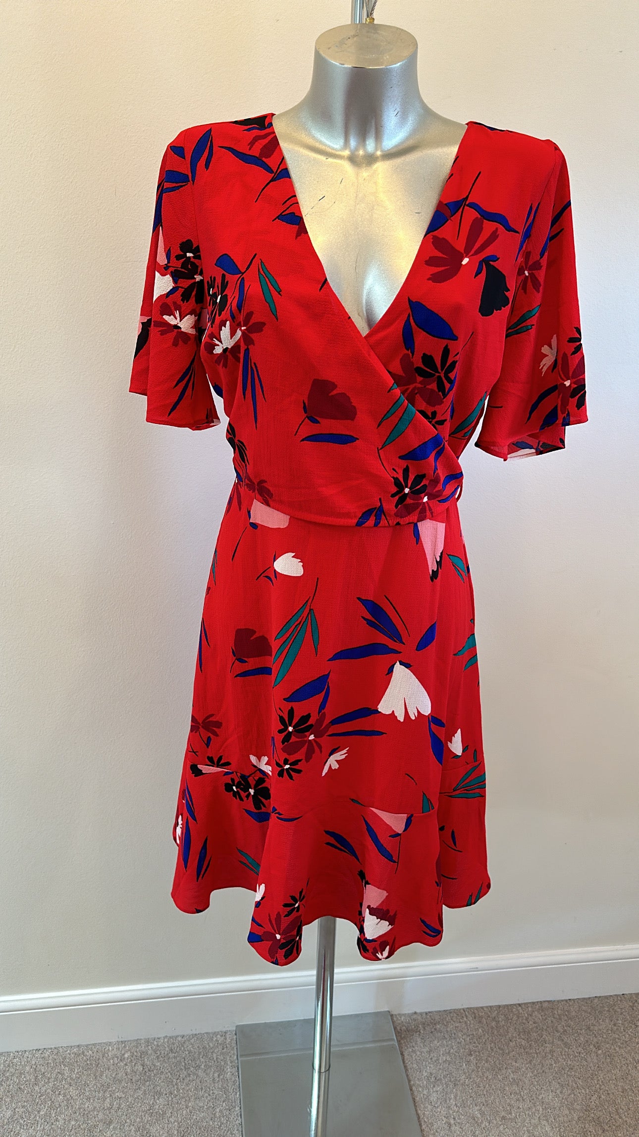 Sosander red floral dress size 12