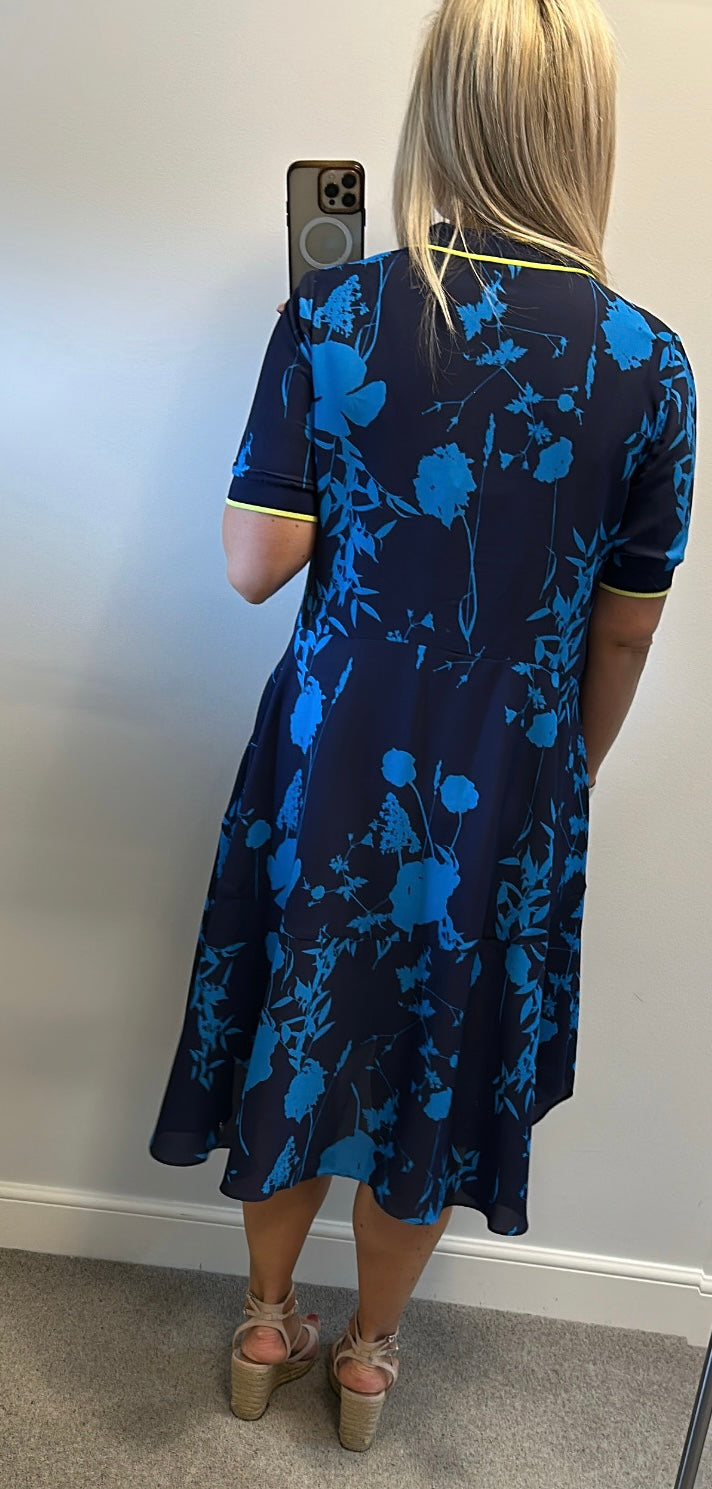 Ted Baker navy blue floral dress with pockets size 4 (uk14)