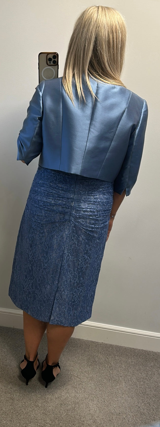 John Charles cornflour blue jacket embellished dress and jacket size 18 brand new with tags RRP £799