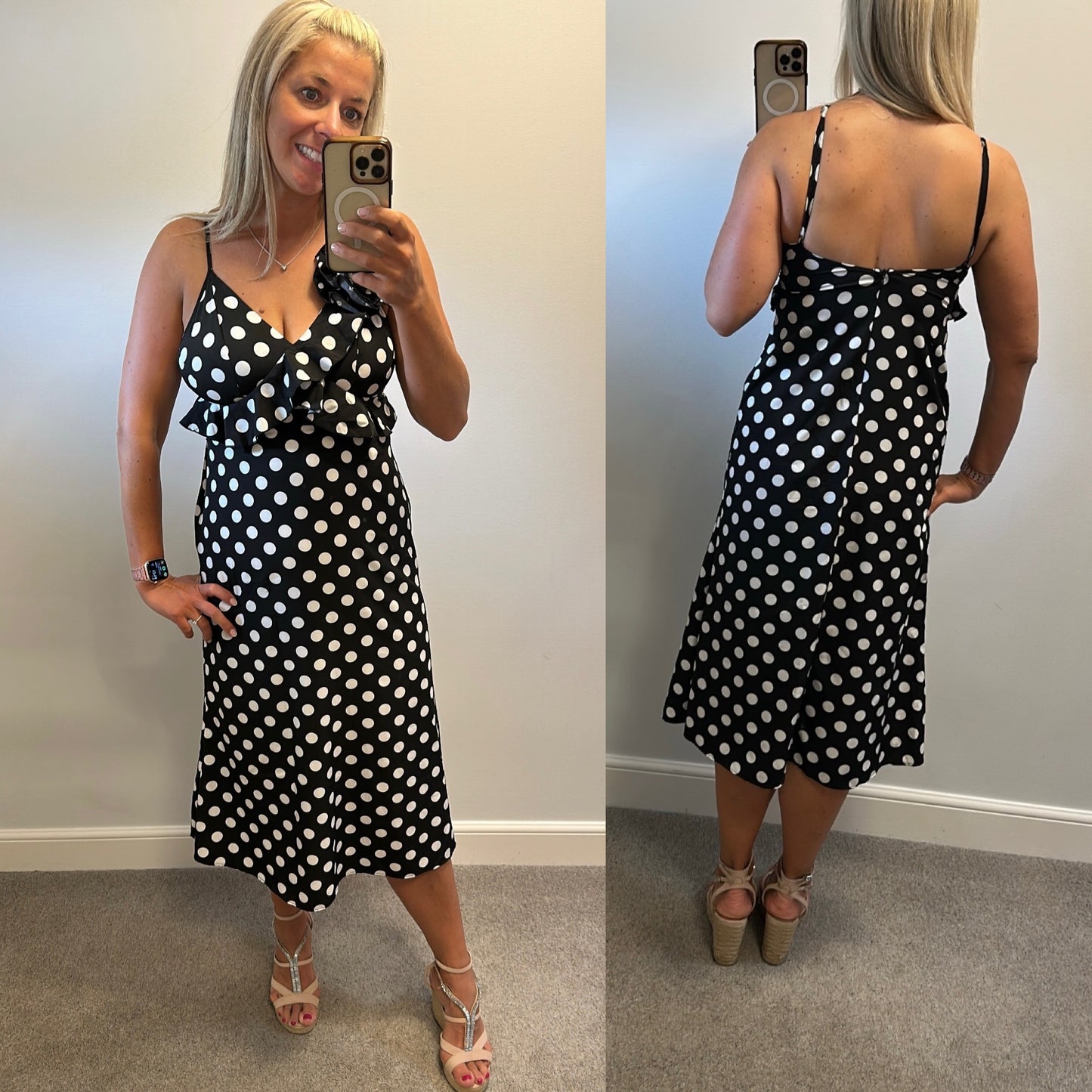 Black and white polka dot dress size 12