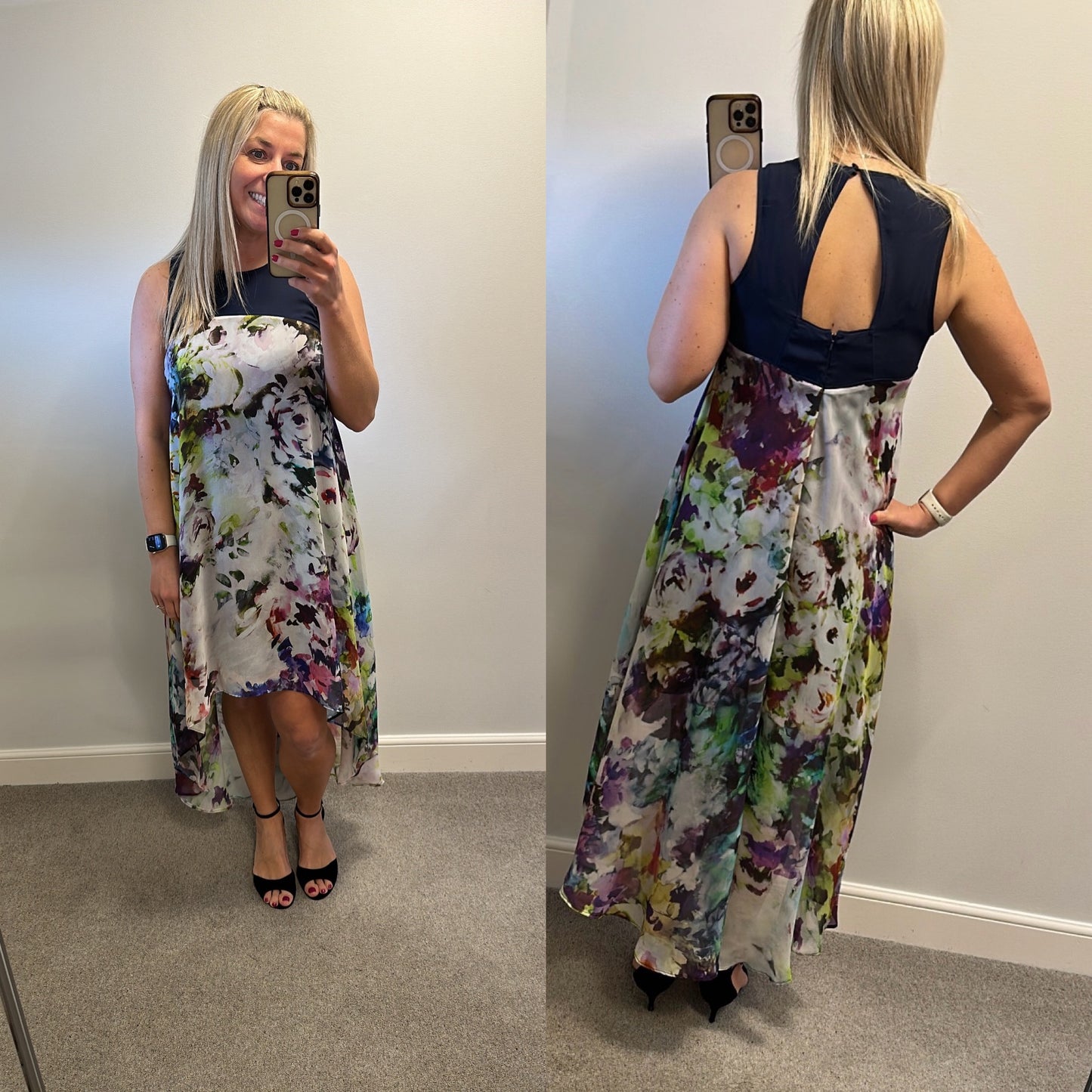 Coast Navy floral floaty dress size 14