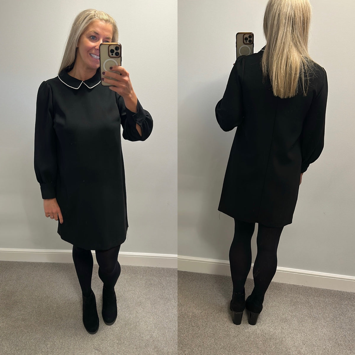 Marks and Spencer’s black pearl collar dress size 12 petite