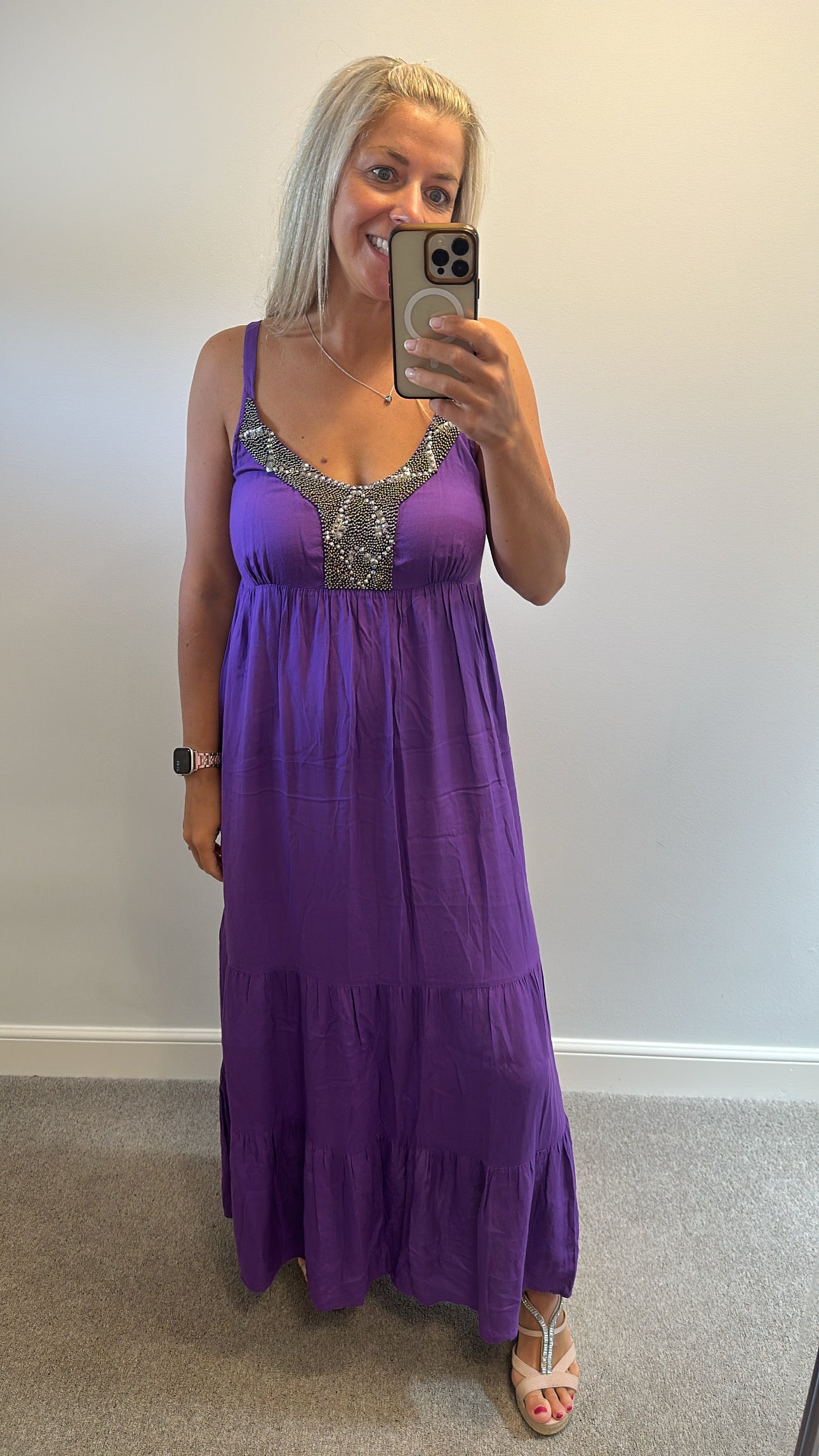 Riviera purple embellished maxi dress size 16