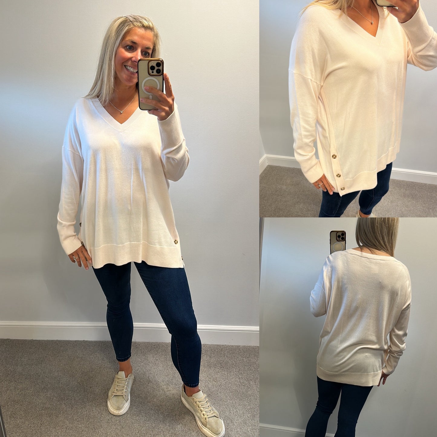 White label “white company” cotton Rose pink V neck jumper size 16