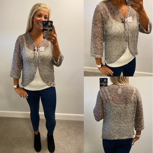 CasaMia exclusive grey knit jumper size m/L would fit upto size 16
