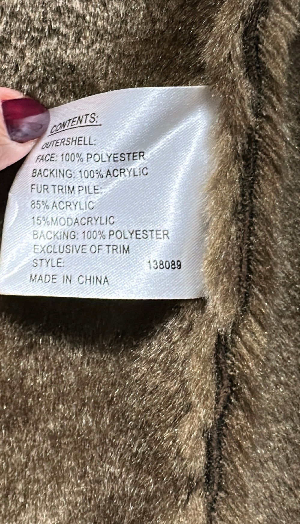 Centigrade brown faux fur collar size M would fit upto size 14