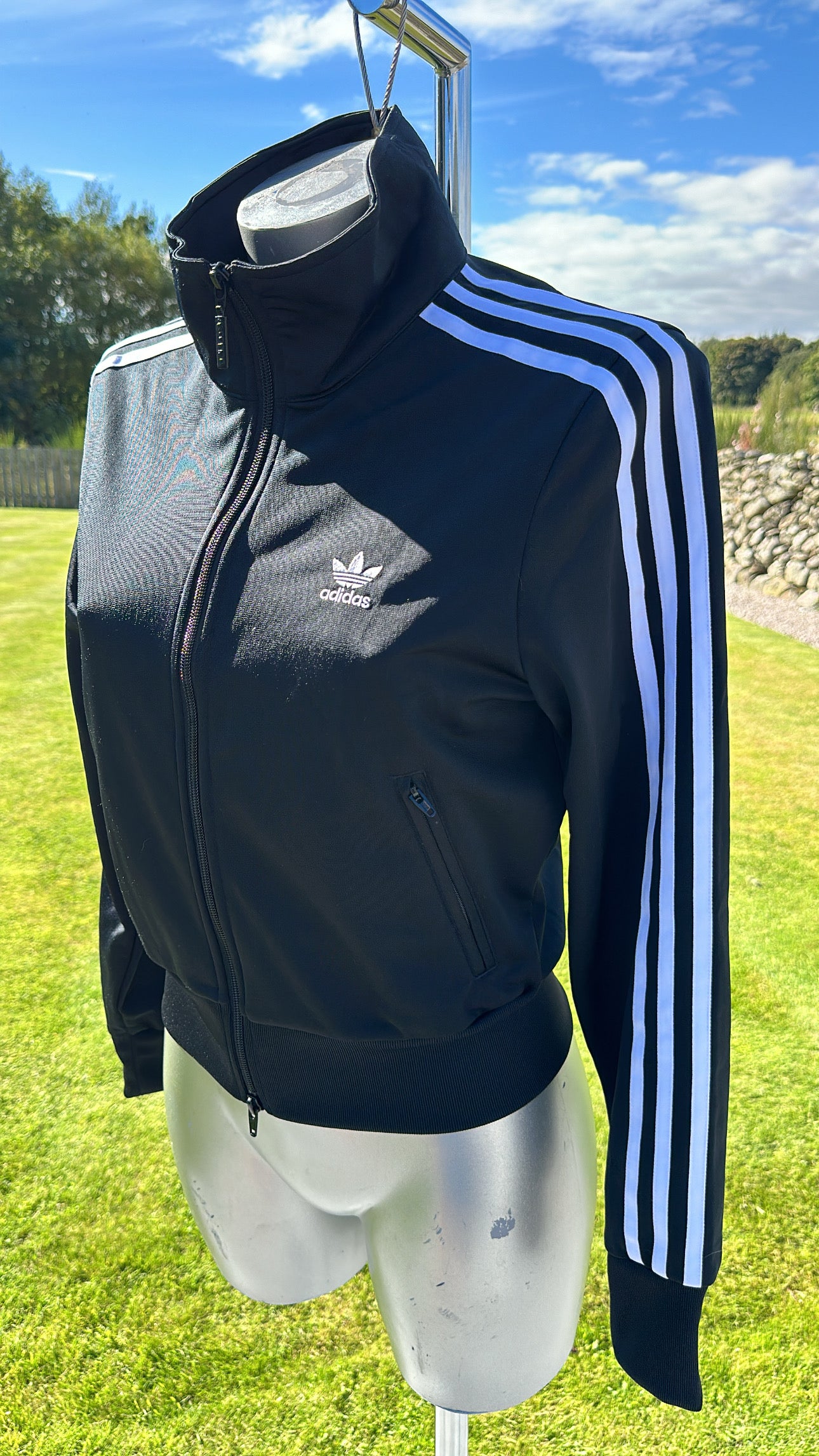 Adidas black stripe zip jumper size 10