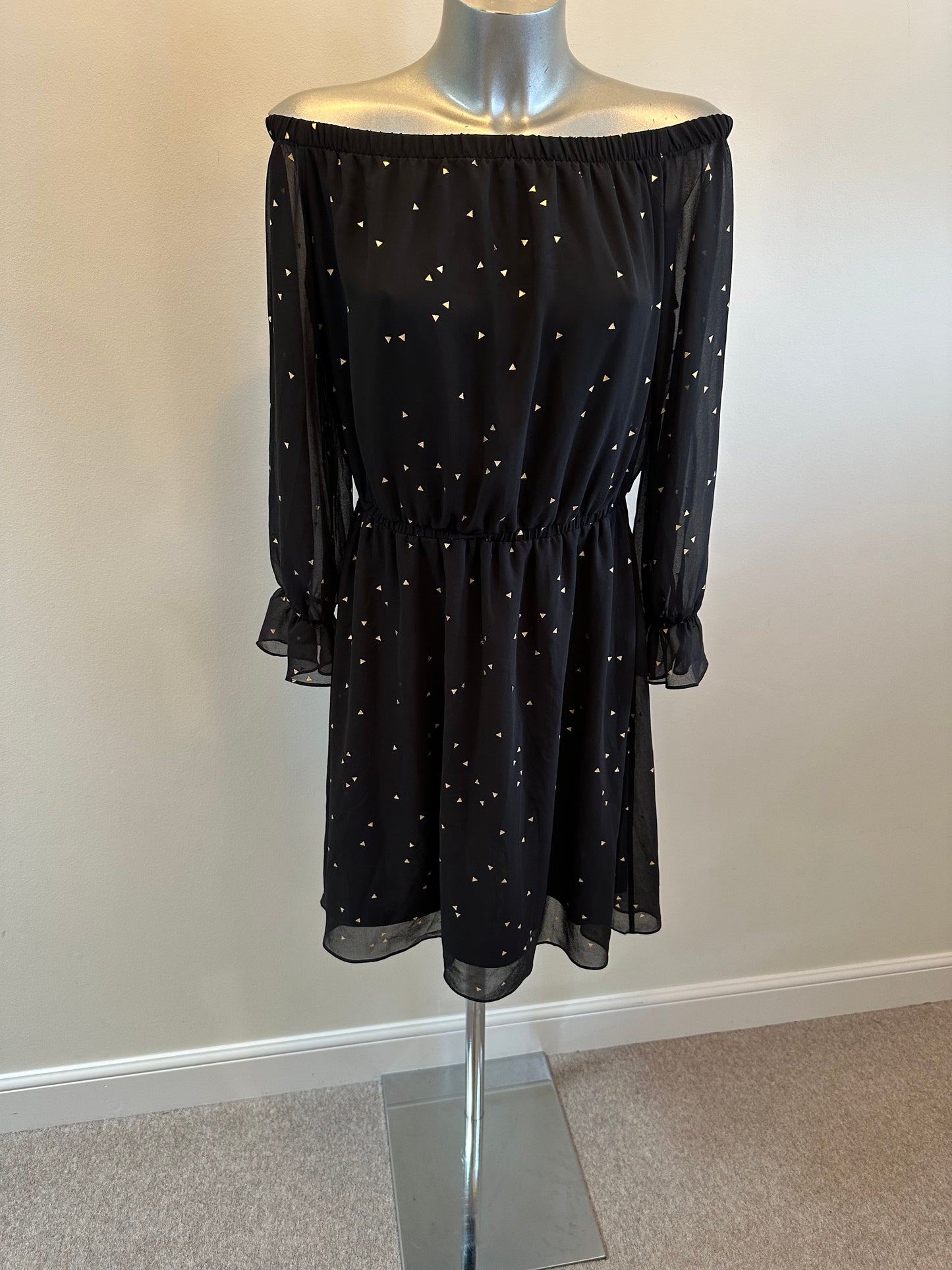 Sosander black and gold off shoulder dress size 12