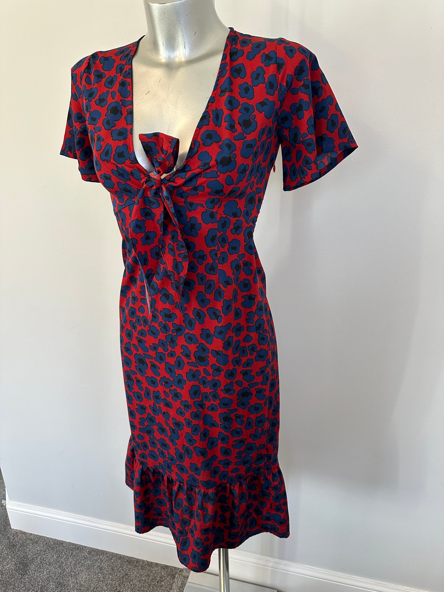 Wednesdays girl navy and navy print dress size XXS (6-8)