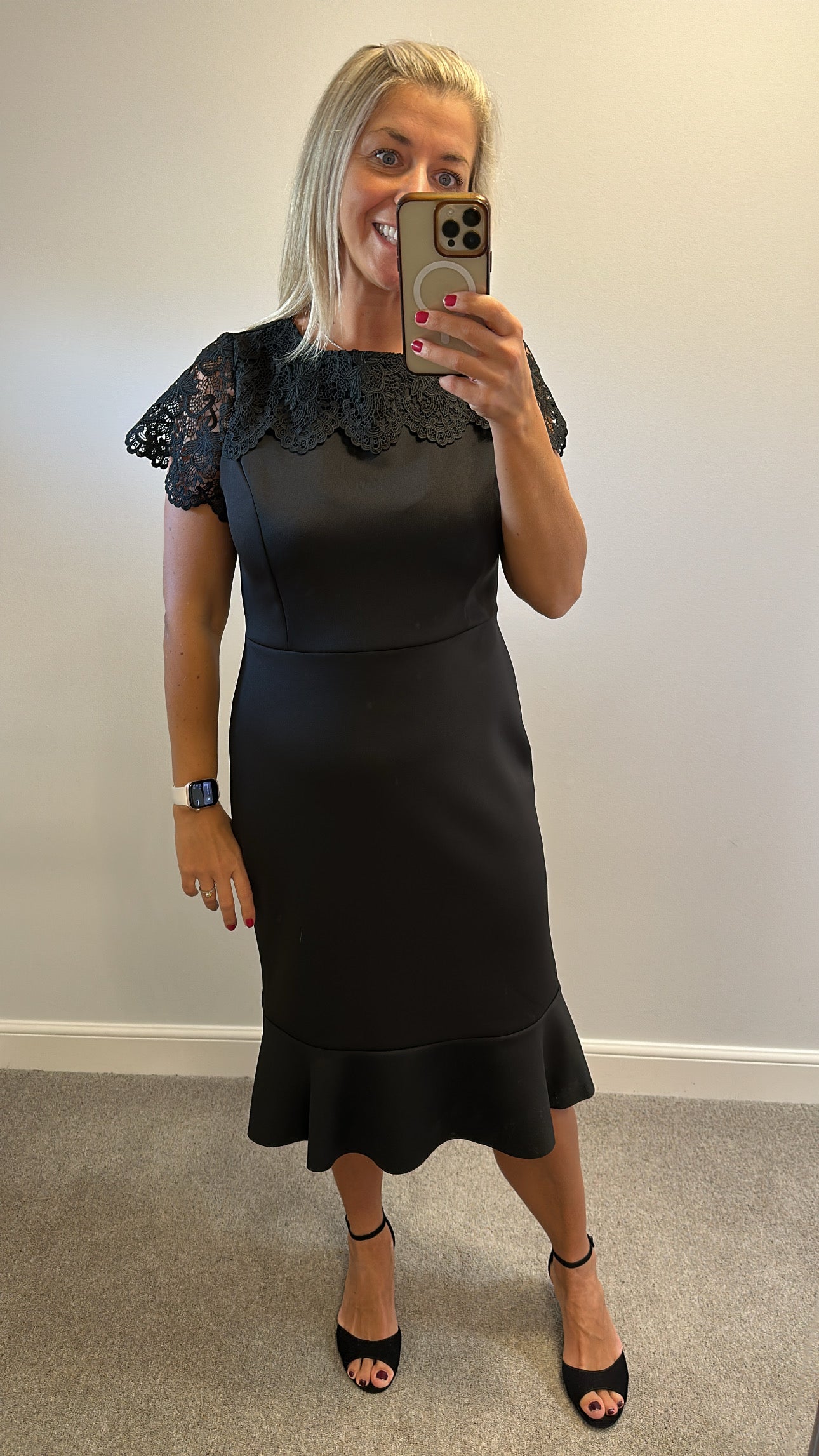 Anthology black dress with lace collar size 16