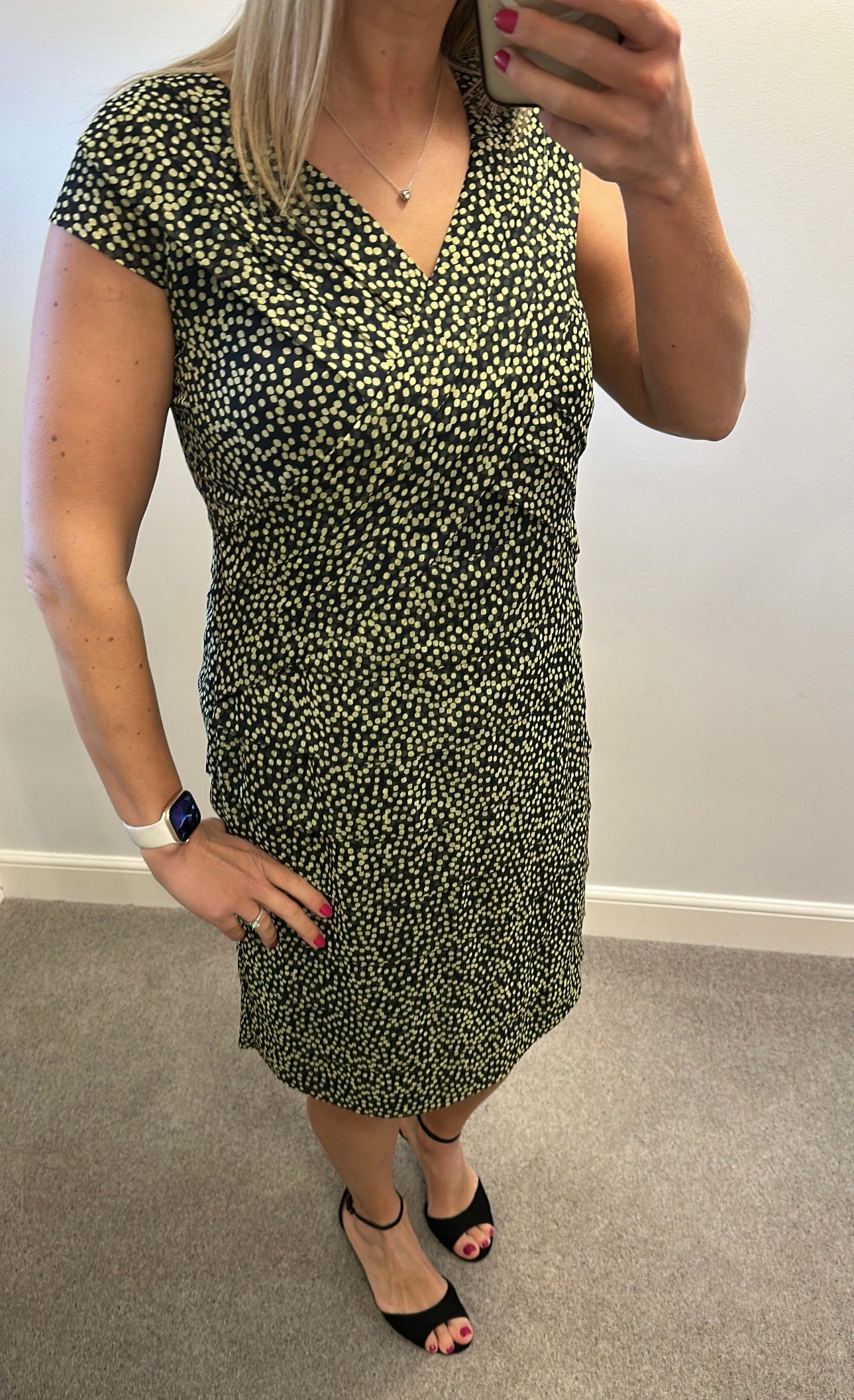Jacques vert lime green and black polka dot dress and jacket size 14