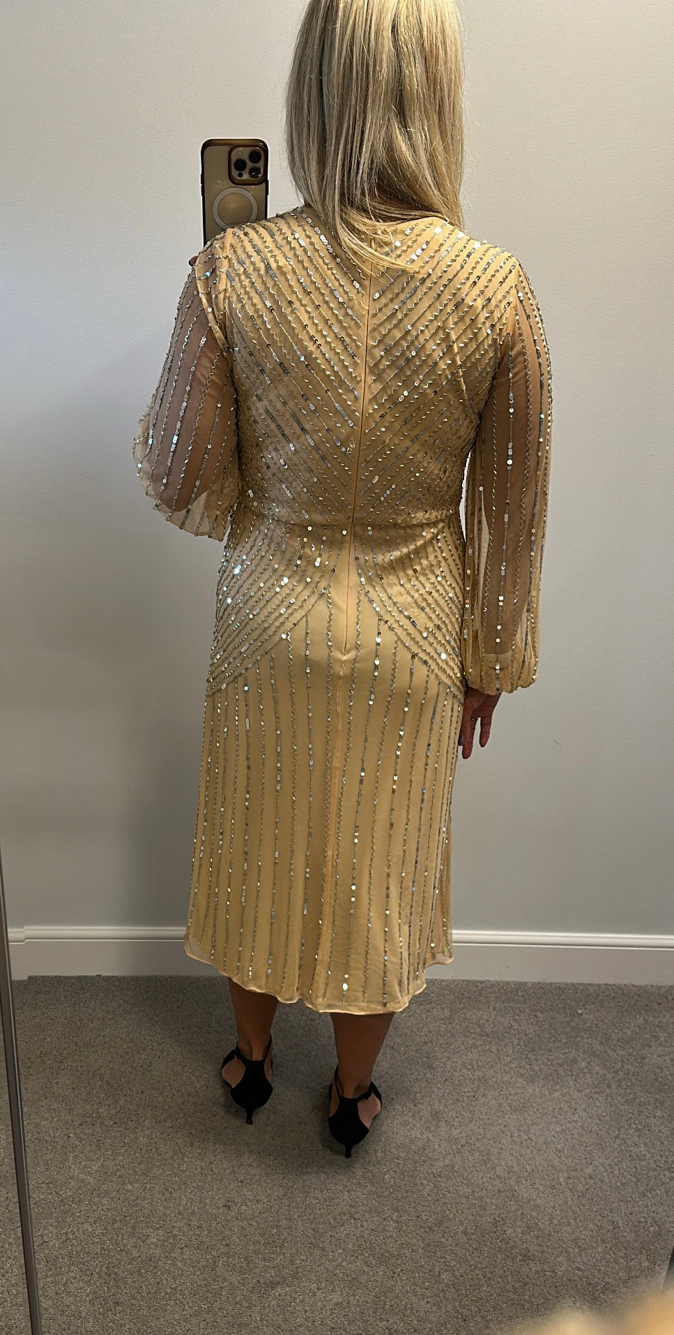 Amelia Rose cream sequin dress size 14