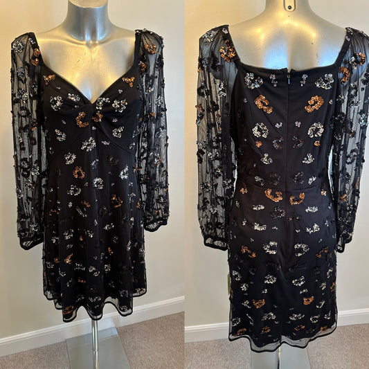 Monsoon black hand embellished “Marianly” sequin dress size 12 brand new with tags RRP £140