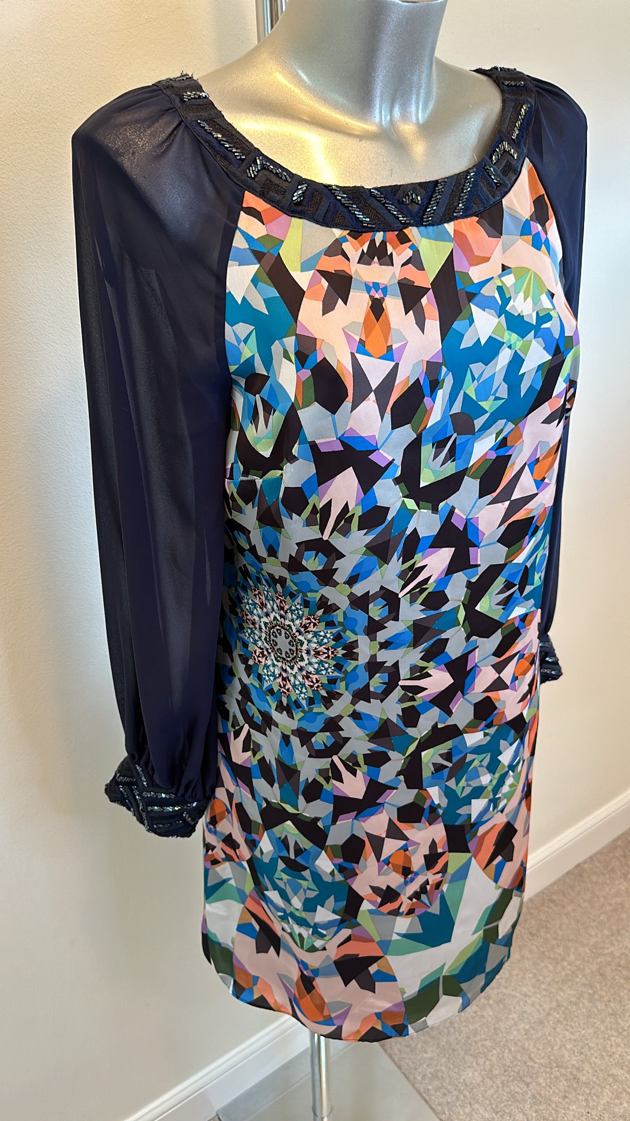 Monsoon multi print dress size 12