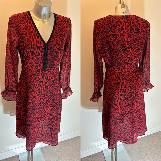 Sosander red animal print dress size 12