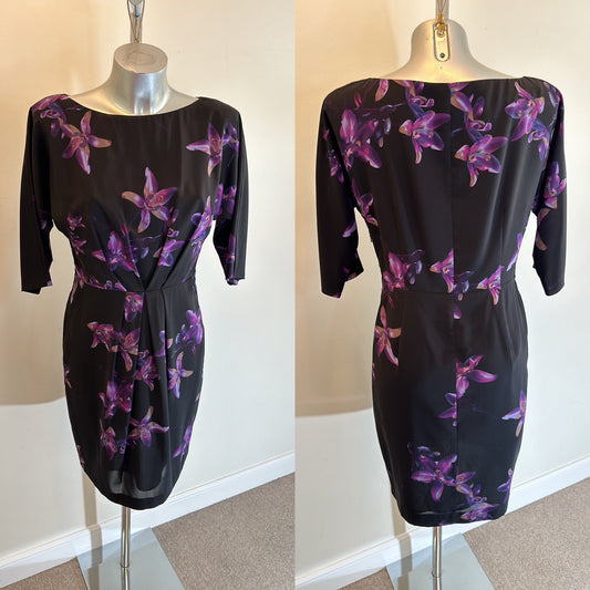 Coast black floral dress size 10