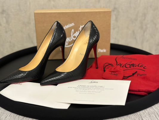 Christian Louboutin “Kate calf iguane” black court heels size 39.5