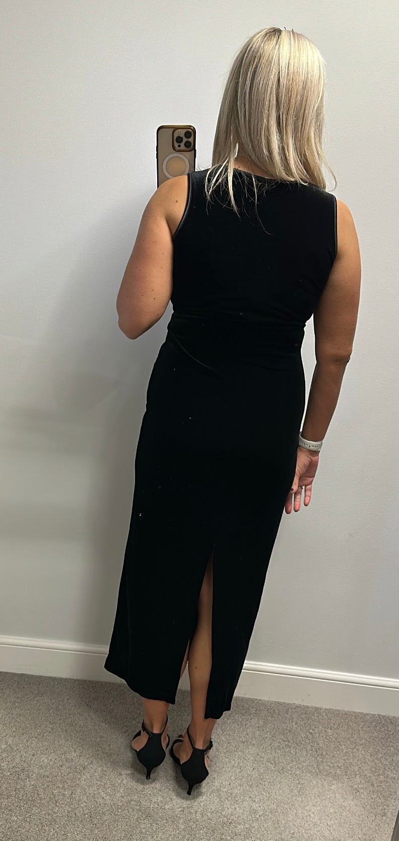 Long black velvet dress size 10 - 12
