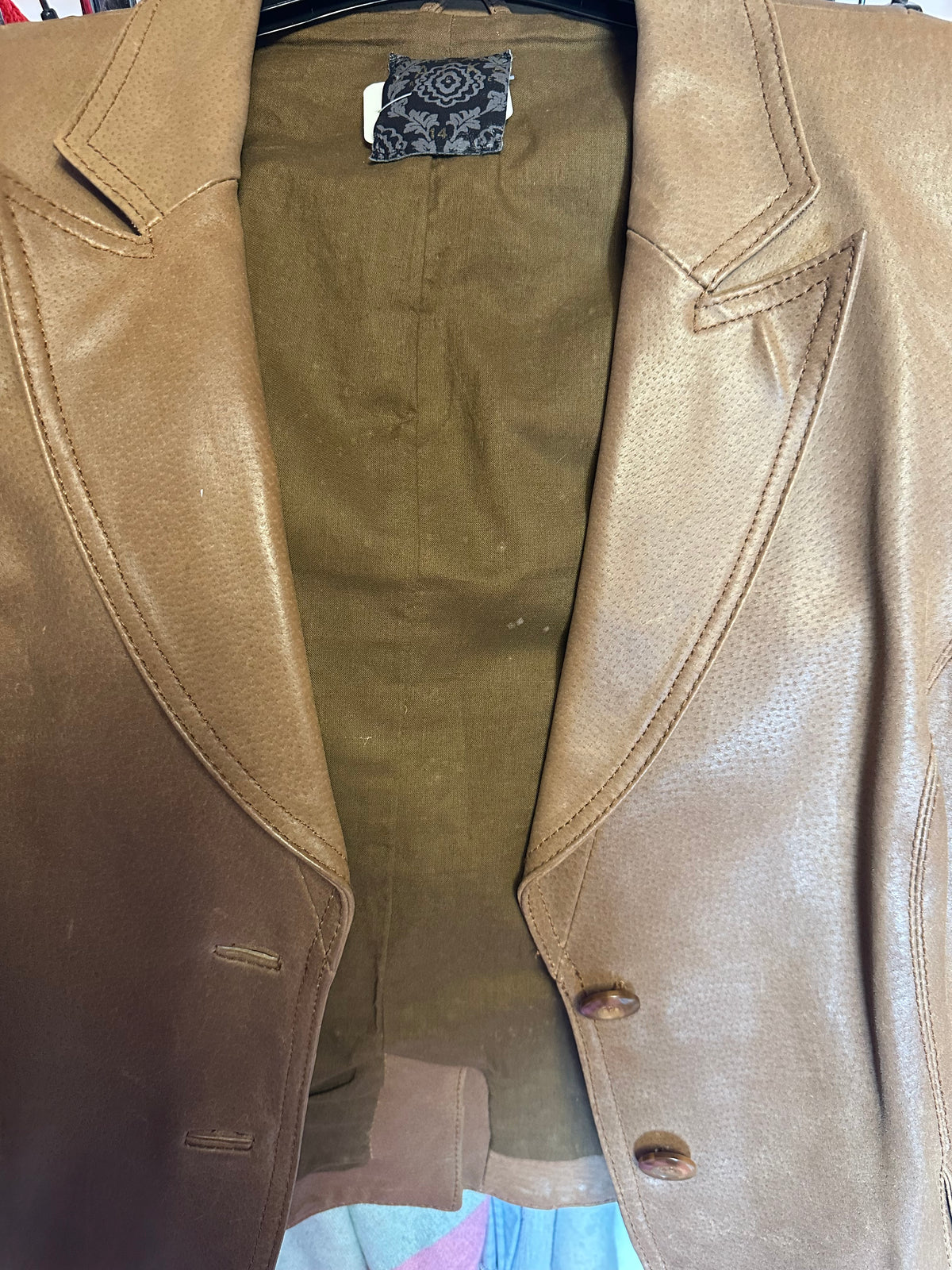 Wallace Sacks Vintage Brown 100% leather jacket small size 14