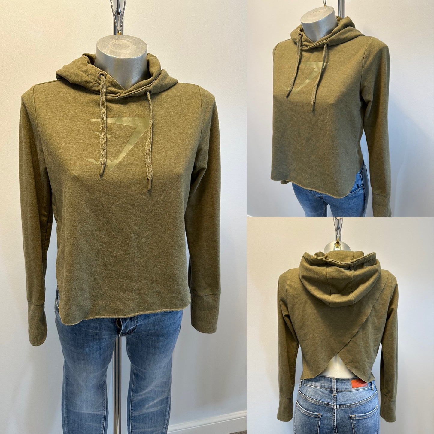 Gymshark khaki green jumper size S (6-10)