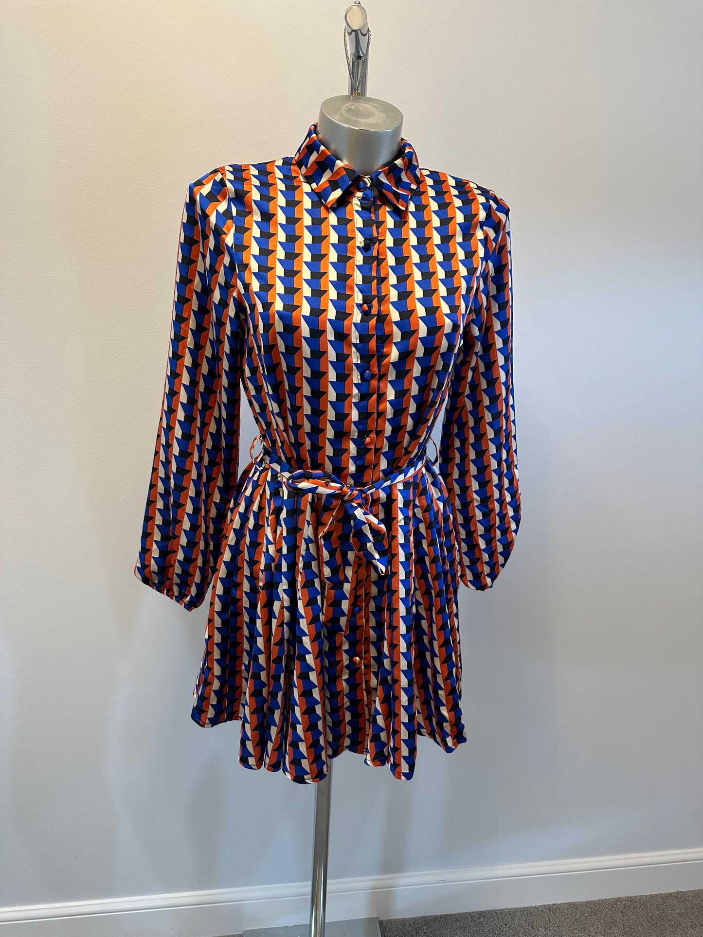 Quiz orange and blue print dress size 8