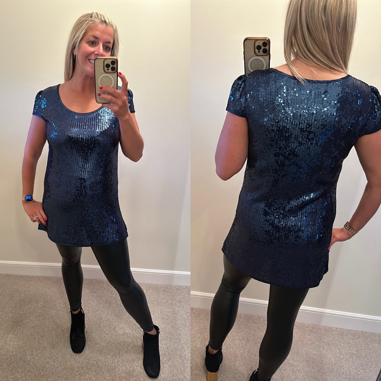 Next navy sequin top / mini dress size 16