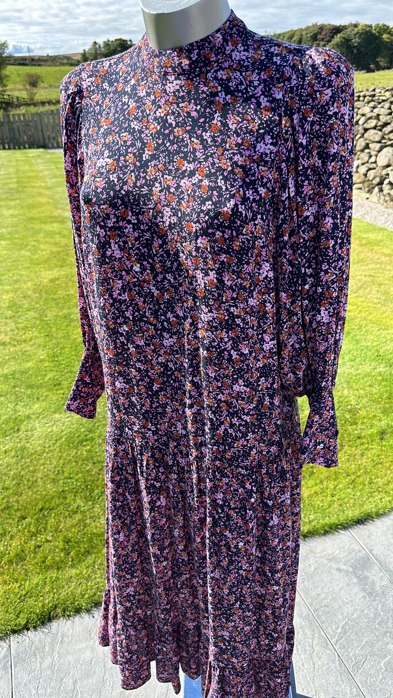 Topshop navy floral midi dress size 8