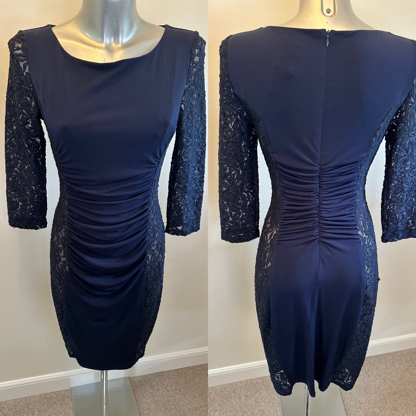 Phase eight navy flattering rouched dress size 12