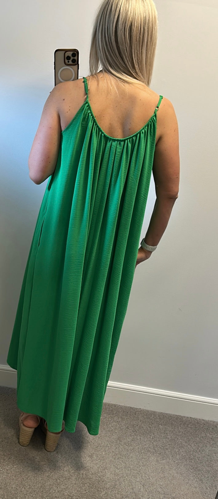 Primark Green floaty summer dress with pockets size 12