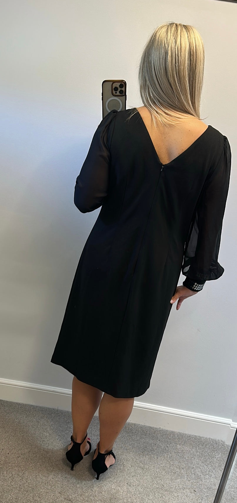 Kaleidoscope black dress with sequin cuffs size 14
