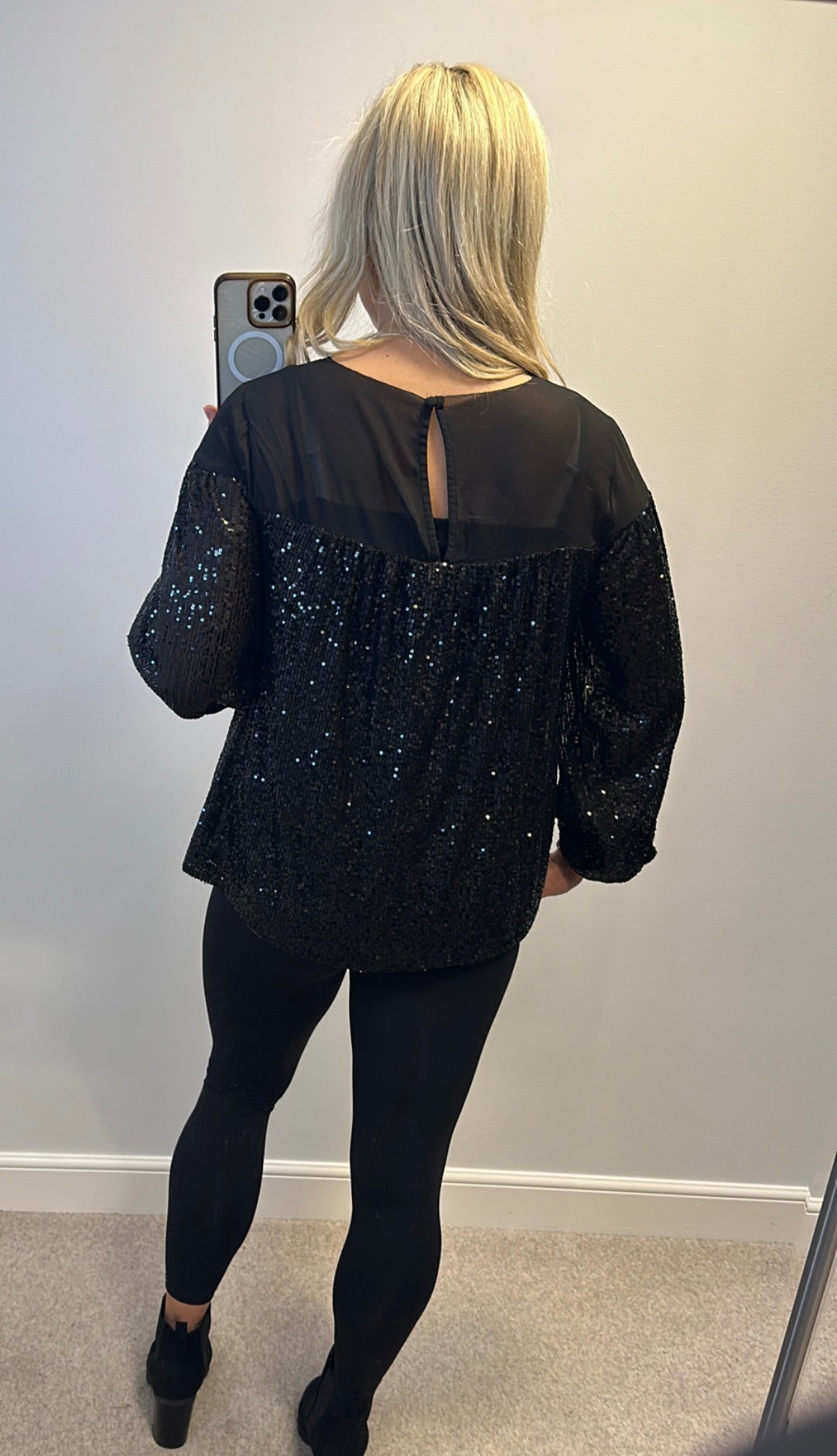 Next Black sequin top size 16 petite