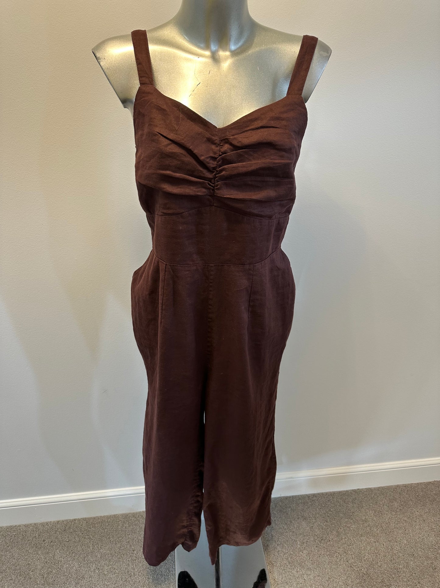 Fat face brown jumpsuit with pockets size 10