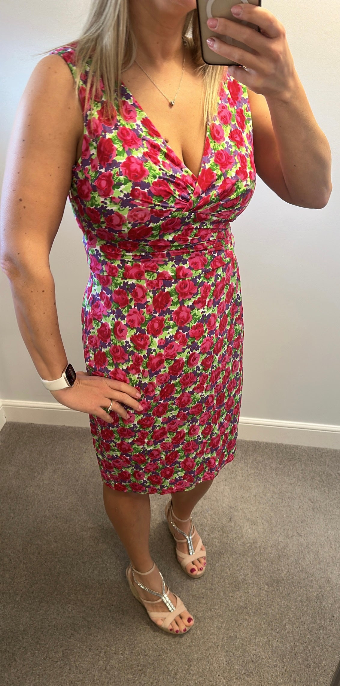 Phase eight pink floral dress size 14