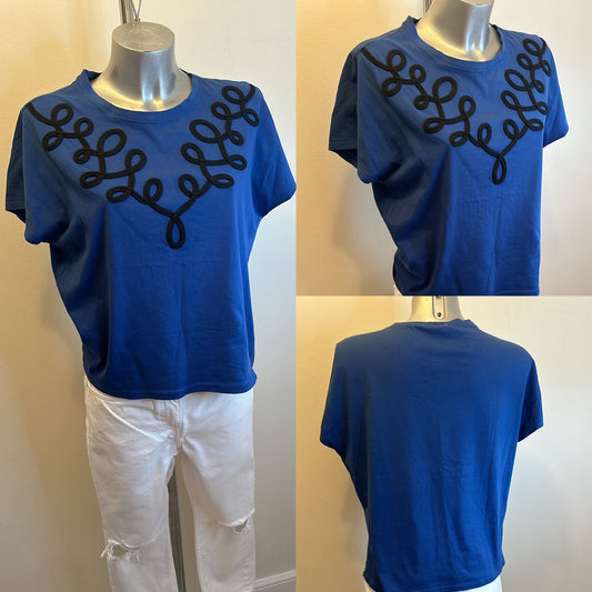 Zara cotton blue top size M (8-12)