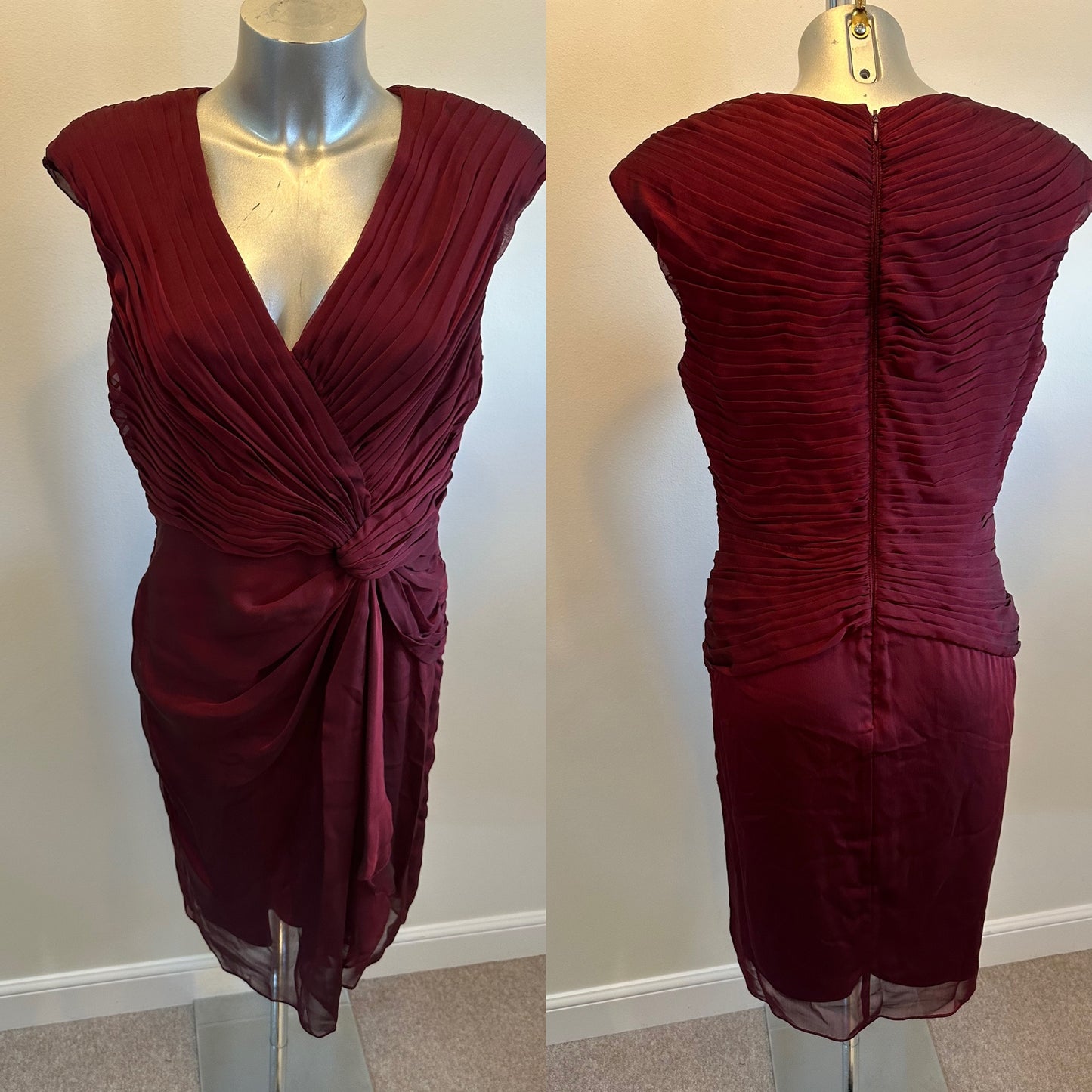 Adrianna Papell burgundy touched dress size 12