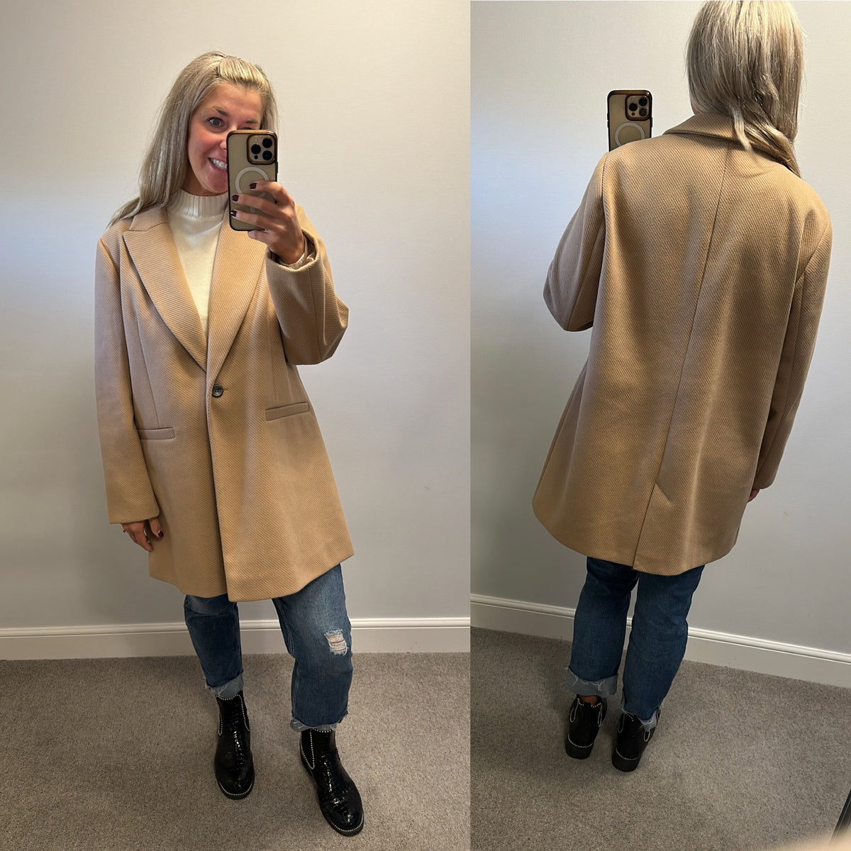 Friends Like These Neutral Camel Tailored Single Button Coat size 18