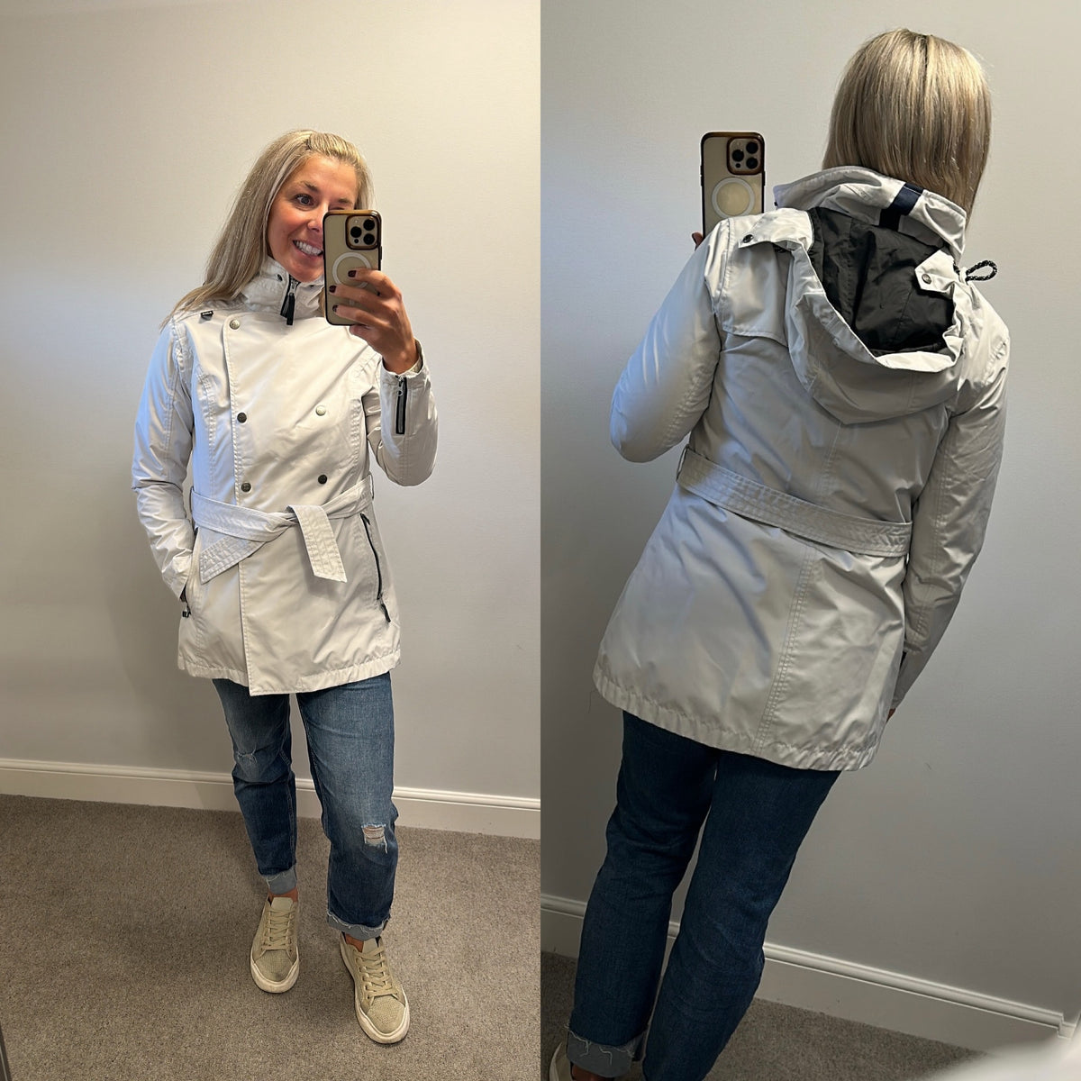 Helly Hansen off white Welsey II Waterproof Trench Coat size M would fit upto size 12 also available in black
