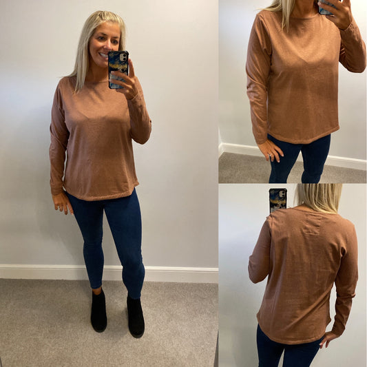 Fat face brown long sleeve top size 16