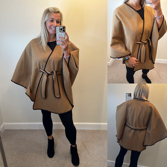 New collection camel coloured poncho one size upto size 20 brand new with tags