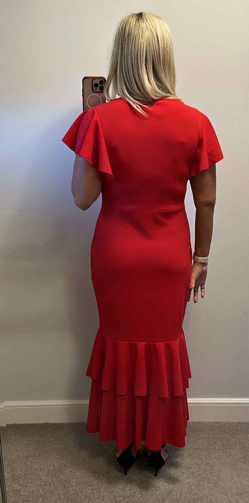 Red long evening dress size 16