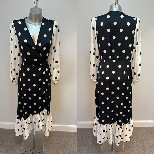 Coast black and white polka dot wrap dress size 10 brand new with tags RRP £109